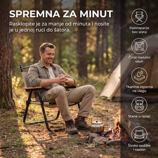 kamperska rasklopiva stolica u realnom ambijentu upotrebe, benefiti proizvoda
