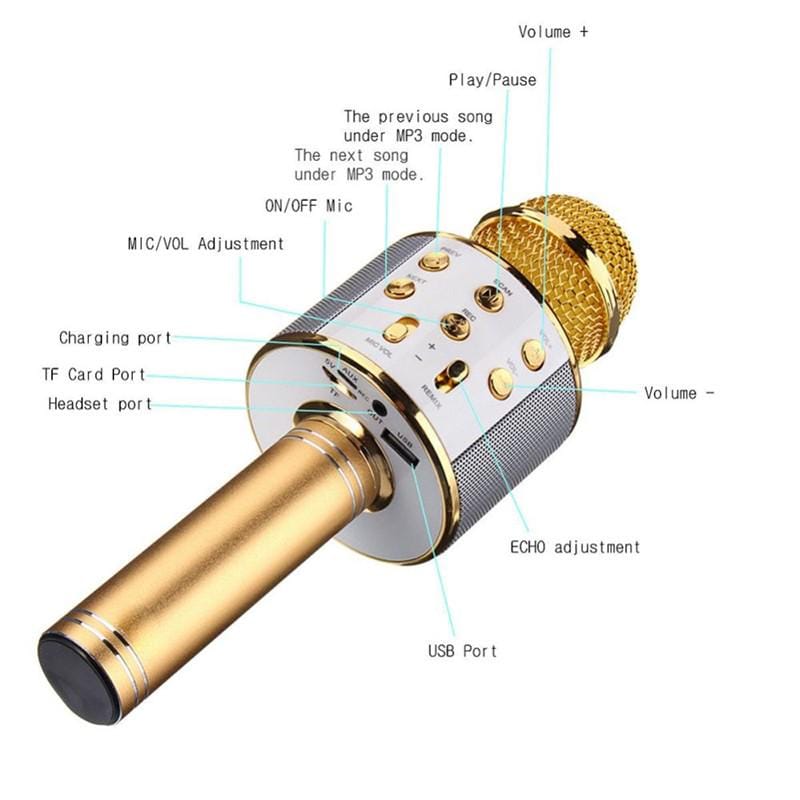 karaoke bluetooth mikrofon WS-858 — detalj 15