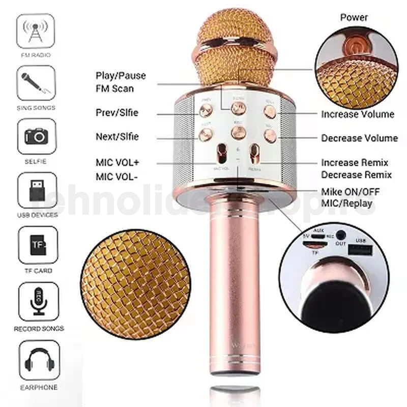 karaoke bluetooth mikrofon WS-858 — detalj 5