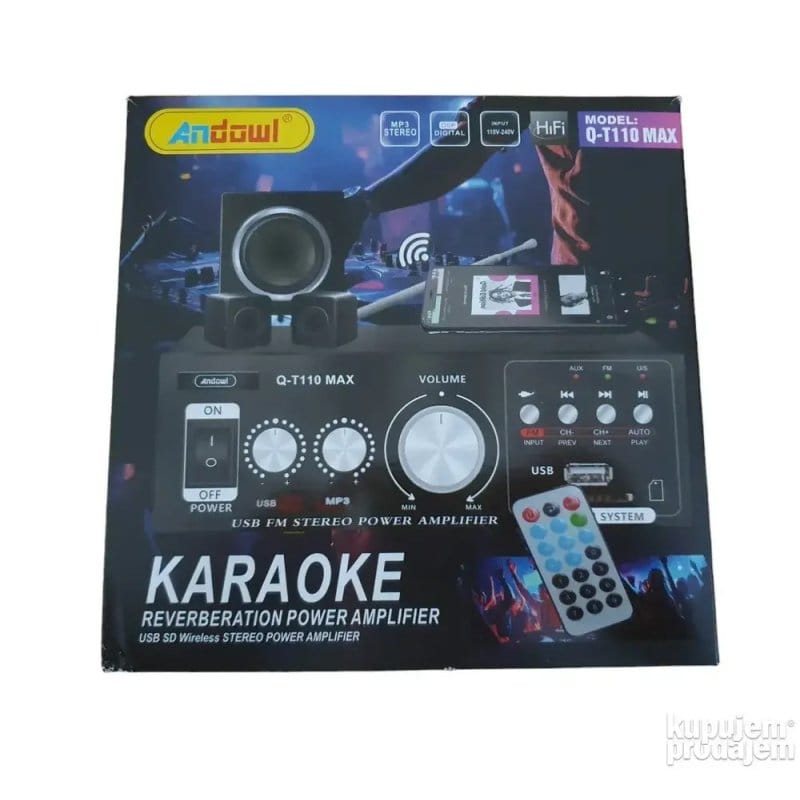 zadnja strana karaoke pojačala sa izlazima za pasivne zvučnike