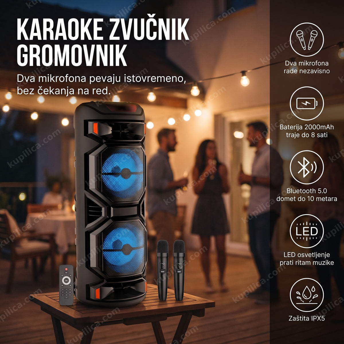 karaoke zvučnik - kućna žurka sa dva mikrofona i led osvetljenjem, benefiti proizvoda