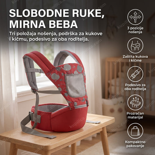 kengur nosiljka za bebe 3 u 1 crvena u dečijoj sobi