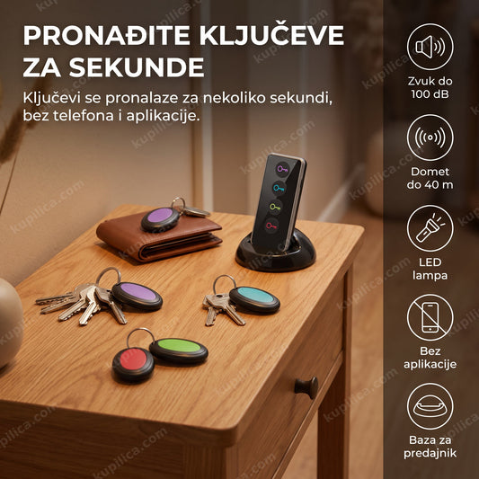 key finder uređaj za pronalaženje ključeva na stolu sa privescima, benefiti proizvoda