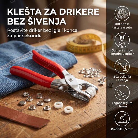 Crvena klešta za drikere sa nitnama na radnom stolu, benefiti proizvoda