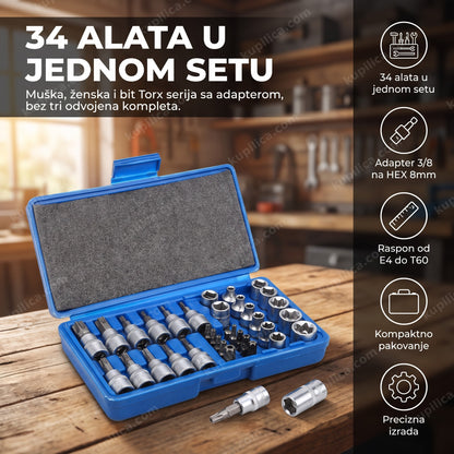 komplet toreks ključeva otvoren na drvenom radnom stolu, benefiti proizvoda