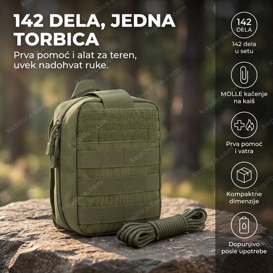 komplet za preživljavanje u prirodi sa MOLLE torbicom i priborom