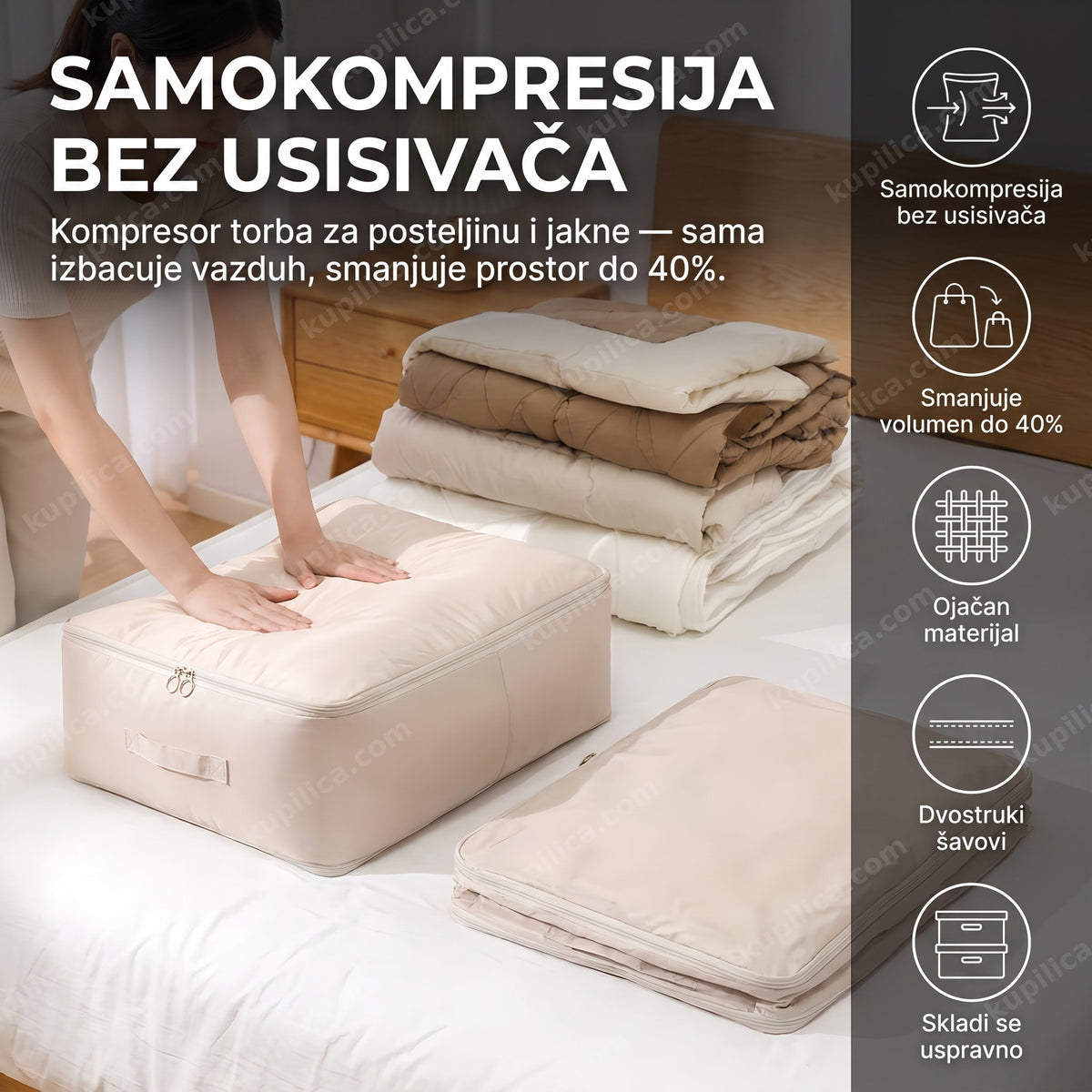 kompresor torba za jorgane i jakne bez usisivača, benefiti proizvoda