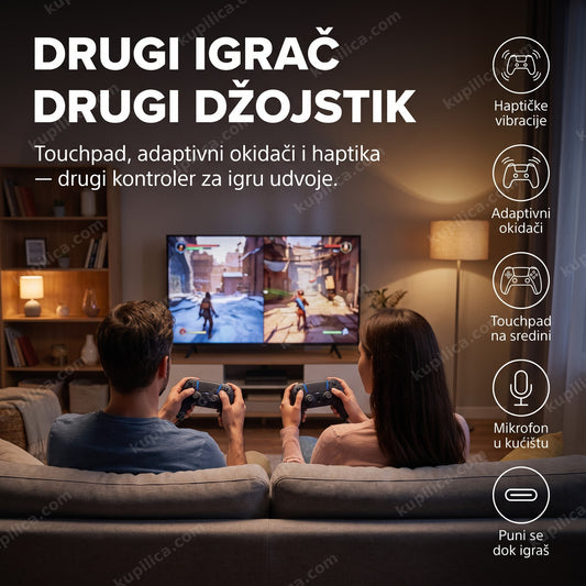 kontroler za ps5 — dvoje igra zajedno na kauču sa dva kontrolera, benefiti proizvoda