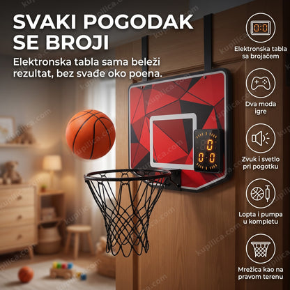 elektronski košarkaški koš za vrata sa brojačem poena u dečijoj sobi
