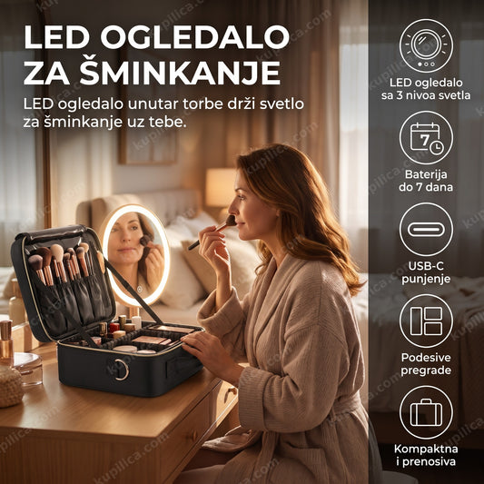 kozmetička torba sa led ogledalom - šminkanje uz osvetljeno ogledalo na toaletnom stočiću, benefiti proizvoda
