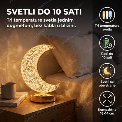 kristalna lampa u obliku polumeseca sa toplim svetlom na noćnom stočiću, benefiti proizvoda
