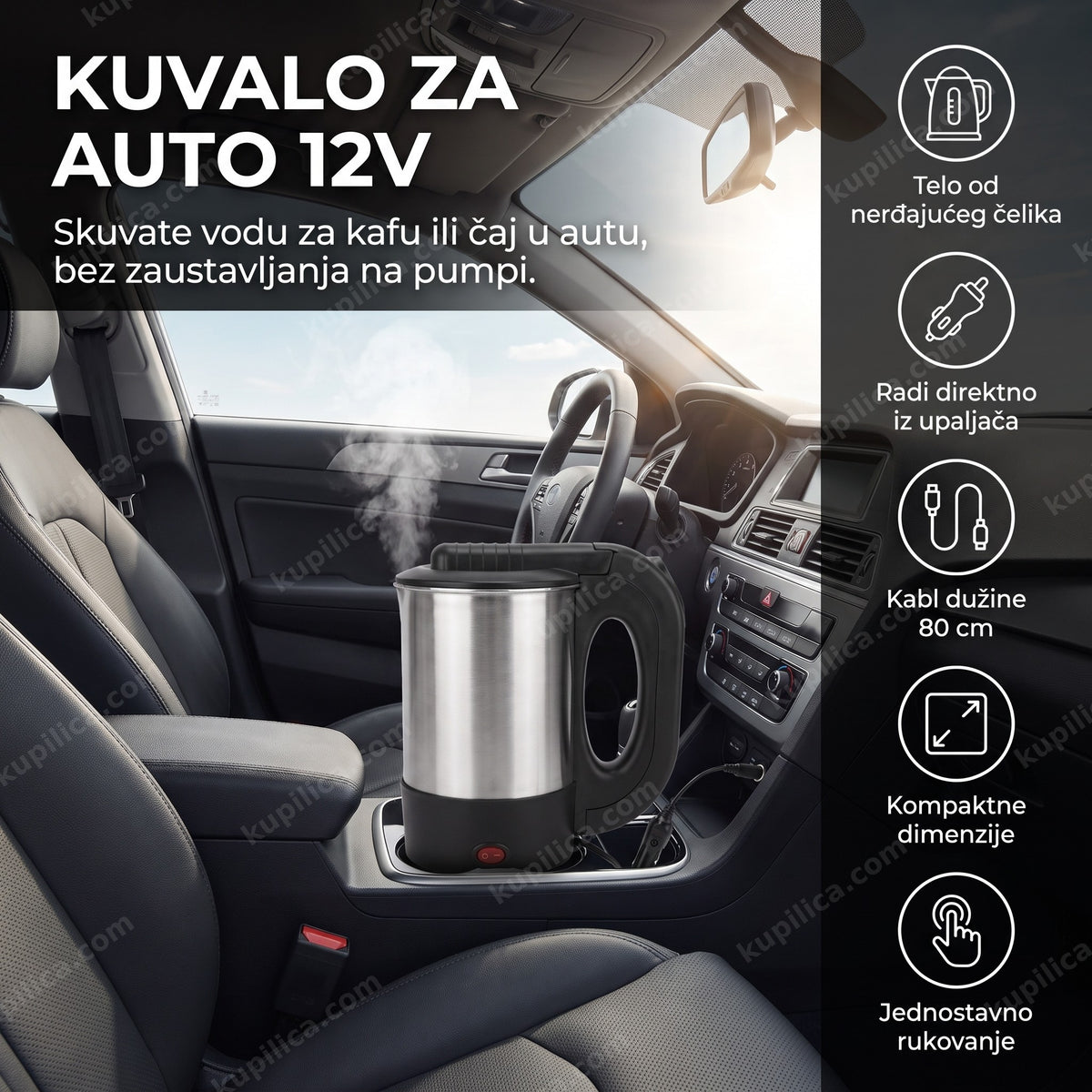 kuvalo za auto 12v kuva vodu u putničkom vozilu preko upaljača, benefiti proizvoda
