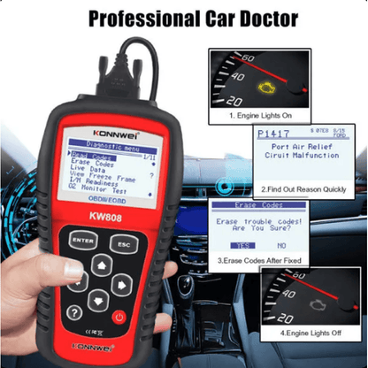 KW808 auto dijagnostika OBD2 — pregled