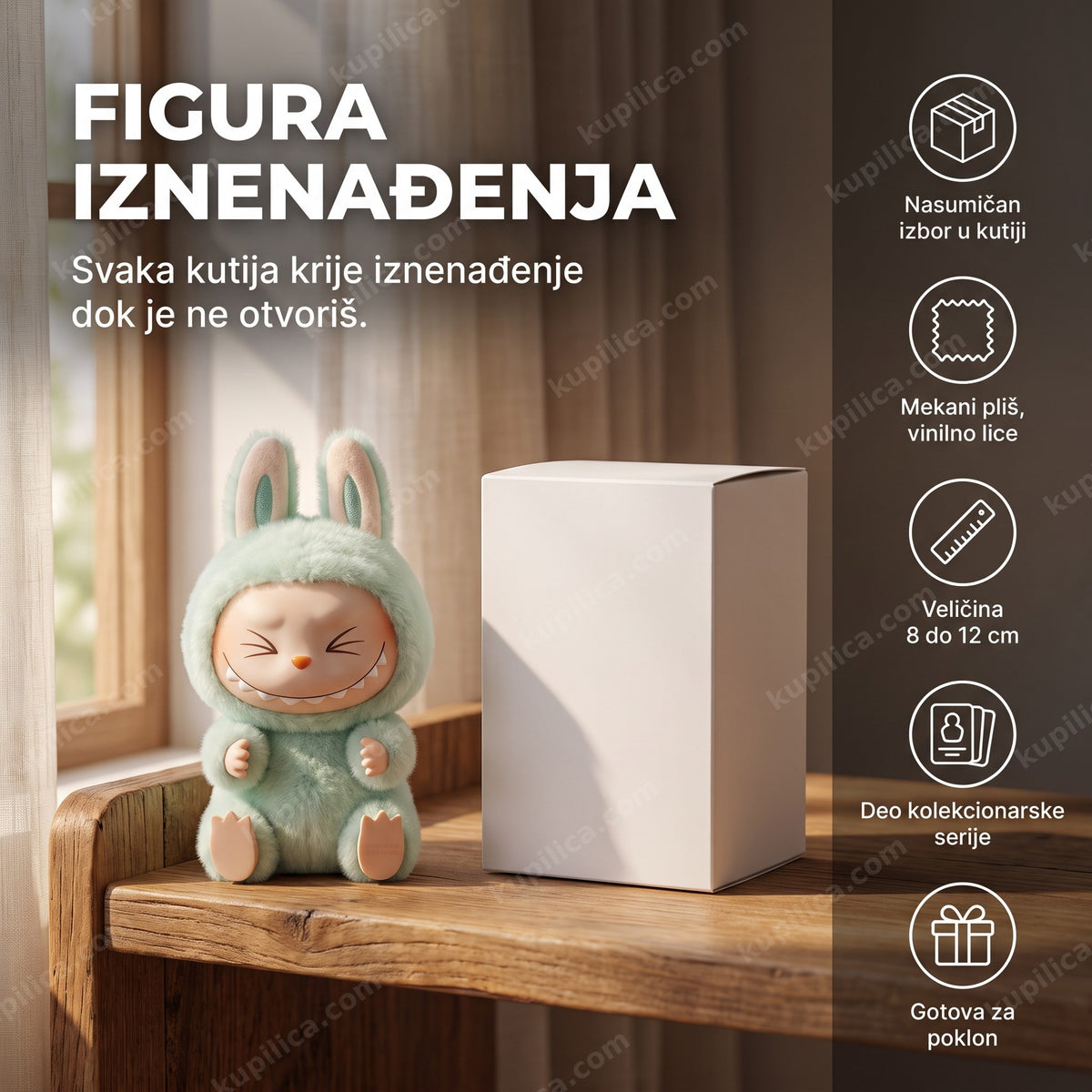labubu lutkice kolekcionarska plišana figura pored blind box kutije, benefiti proizvoda