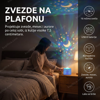 Noćna lampa projektor zvezdanog neba sa 16 režima svetla, USB ili baterije