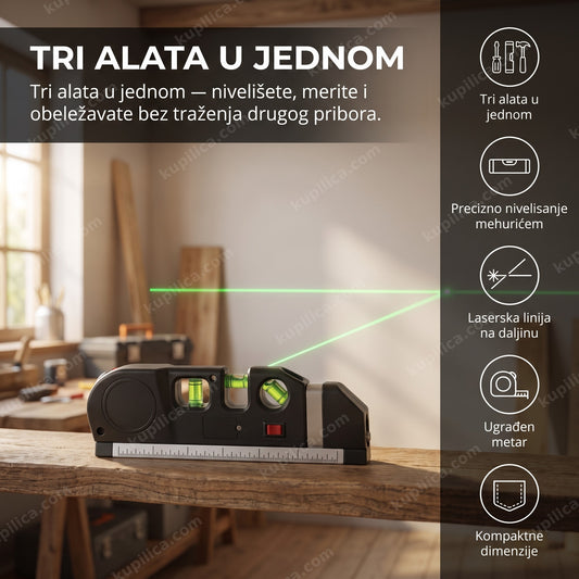 laserska libela 3 u 1 sa zelenom laserskom linijom na zidu, benefiti proizvoda