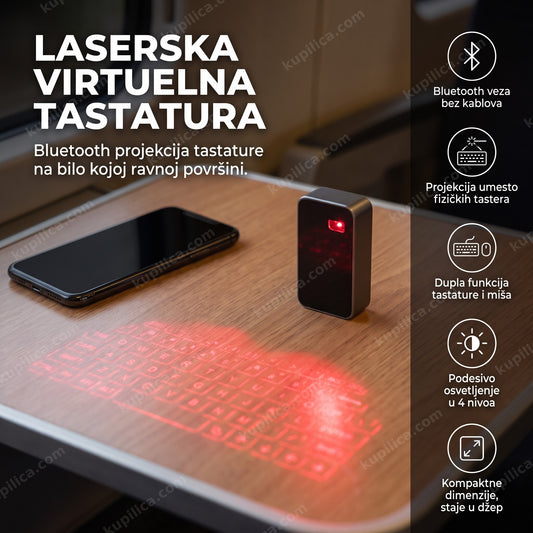 laserska tastatura projektuje tastaturu na drvenom stolu, benefiti proizvoda