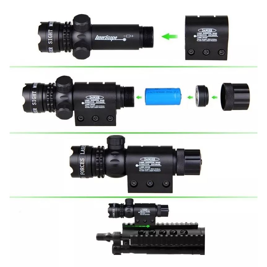 laserski nišan Laser Scope — aluminijumsko telo sa mikroprekidačem i nosačem za šinu