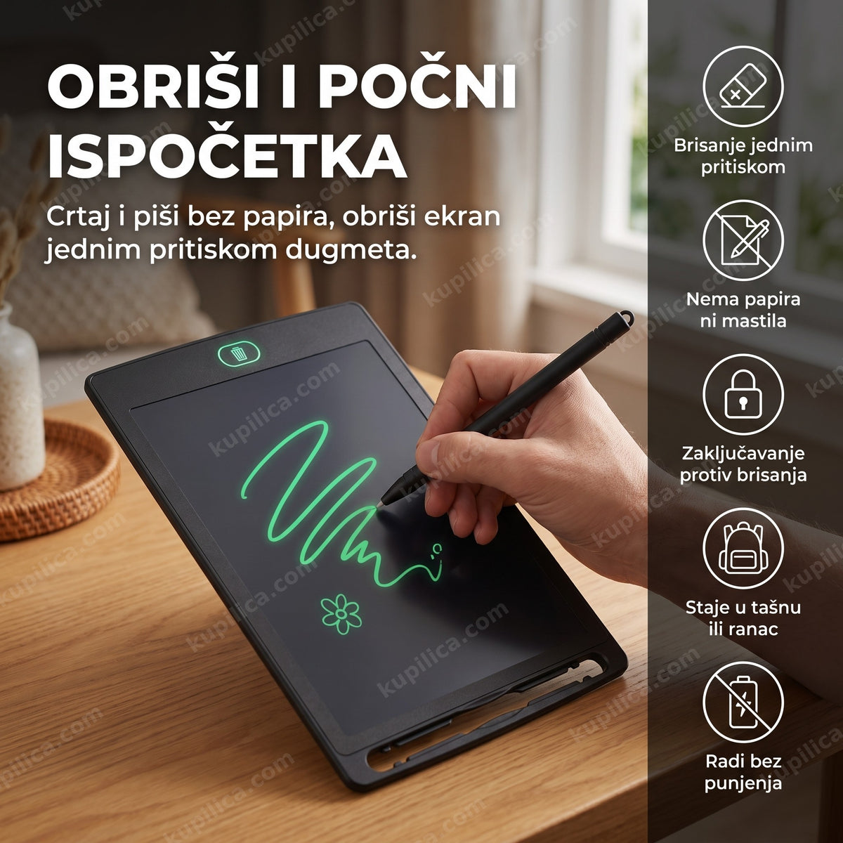 lcd tablet za crtanje sa jednostavnom škrabotinom na ekranu, benefiti proizvoda
