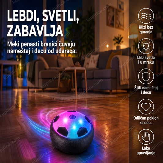 lebdeća lopta sa LED svetlima — hover lopta sa penastim branikom na parketu