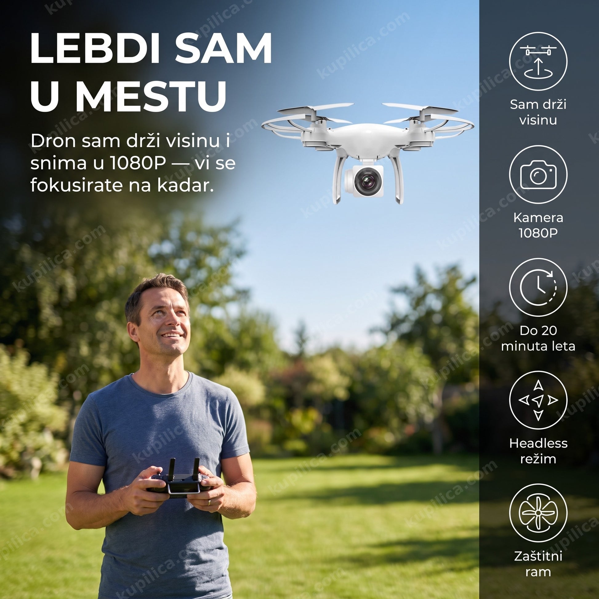 lebdi sam u mestu — letenje dronom sa kamerom Aerbes F706 u dvorištu preko daljinskog upravljača, benefiti proizvoda