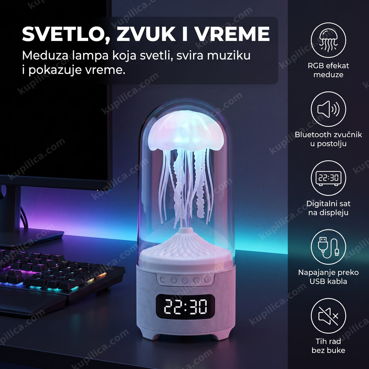 LED lampa meduza sa satom u teen gaming sobi, benefiti proizvoda