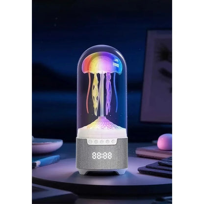 meduza lampa u duginim bojama sa digitalnim satom u mračnoj sobi
