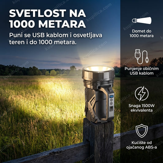 Led lampa reflektor osvetljava polje u sumrak, benefiti proizvoda