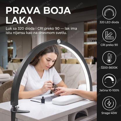 led lampa za manikir hd-m10x — manikirka radi ispod luka sa 320 led dioda iznad ruku, cri preko 90 za tačnu boju laka