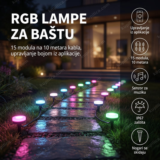 RGB LED lampice duž staze u bašti noću, benefiti proizvoda