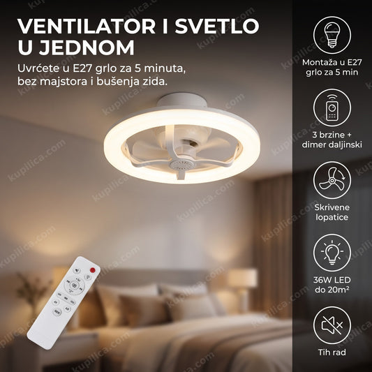led luster sa ventilatorom e27 na plafonu spavaće sobe, benefiti proizvoda