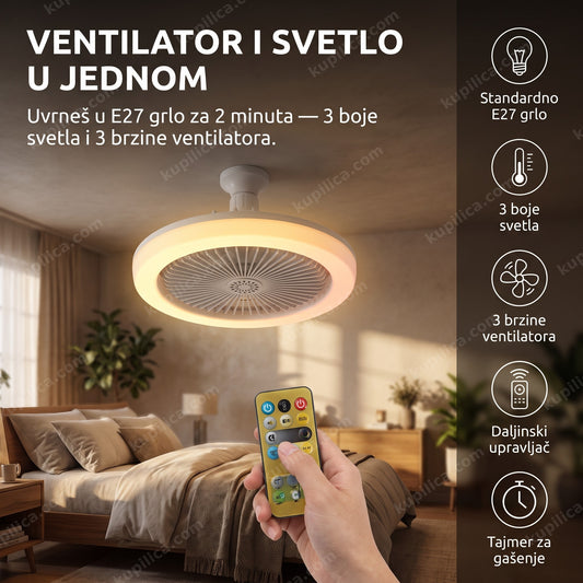 led luster ventilator sa daljinskim upravljačem na plafonu spavaće sobe, prikaz benefiti proizvoda