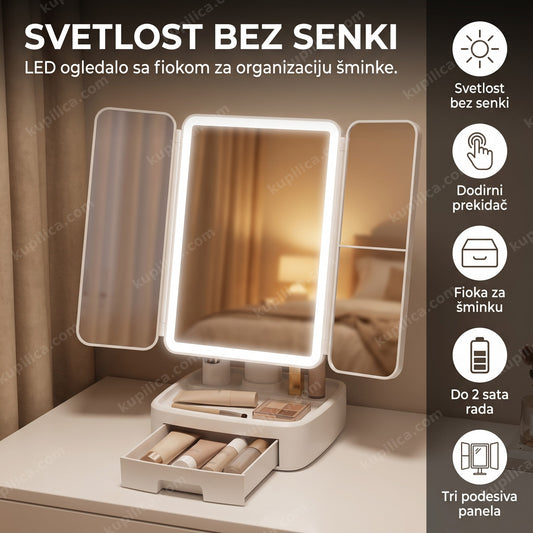 Trodelno LED ogledalo za šminkanje sa otvorenom fiokom, benefiti proizvoda