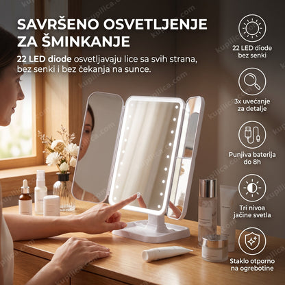 led ogledalo za šminkanje sa 22 diode na toaletnom stočiću, benefiti proizvoda