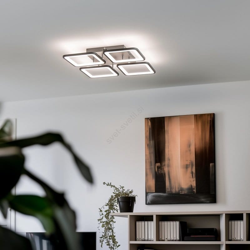 Crna LED plafonjera montirana na plafon spavaće sobe sa toplom belom svetlošću