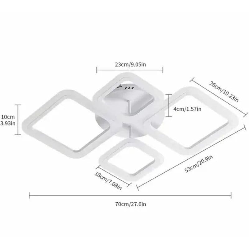 Prikaz dimenzija sedamdeset sa pedeset tri santimetra na plafonjeri