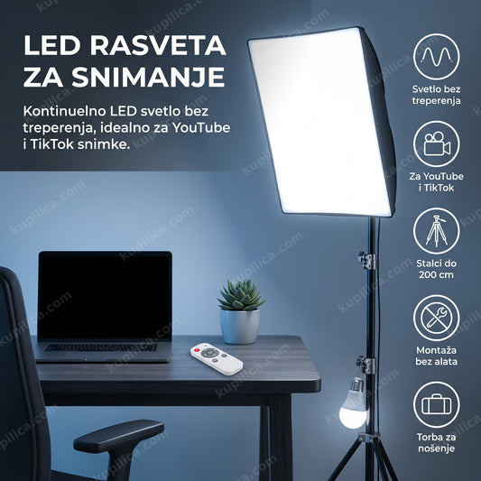 Softbox LED rasveta za snimanje videa na stolu content creatora, benefiti seta