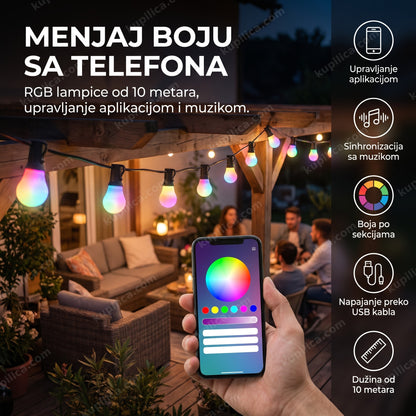 led rgb lampice za dekoraciju na terasi upravljane aplikacijom sa telefona, benefiti proizvoda