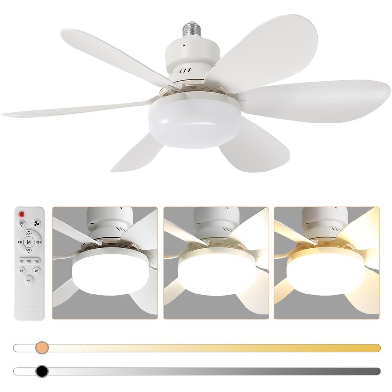 led sijalica sa ventilatorom, tri nijanse svetla i dve boje krila