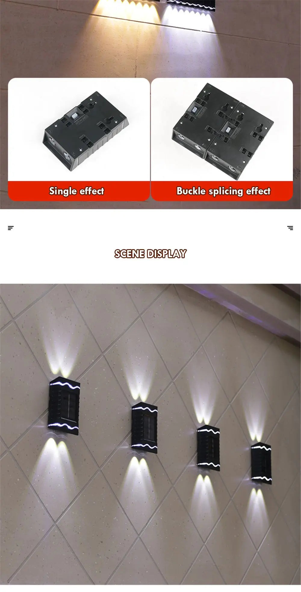 led solarne zidne lampe set — detalj 1