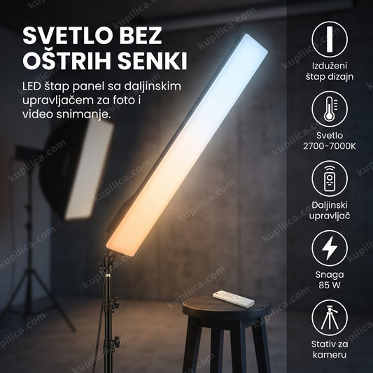 led štap panel za foto i video snimanje na stativu u studiju