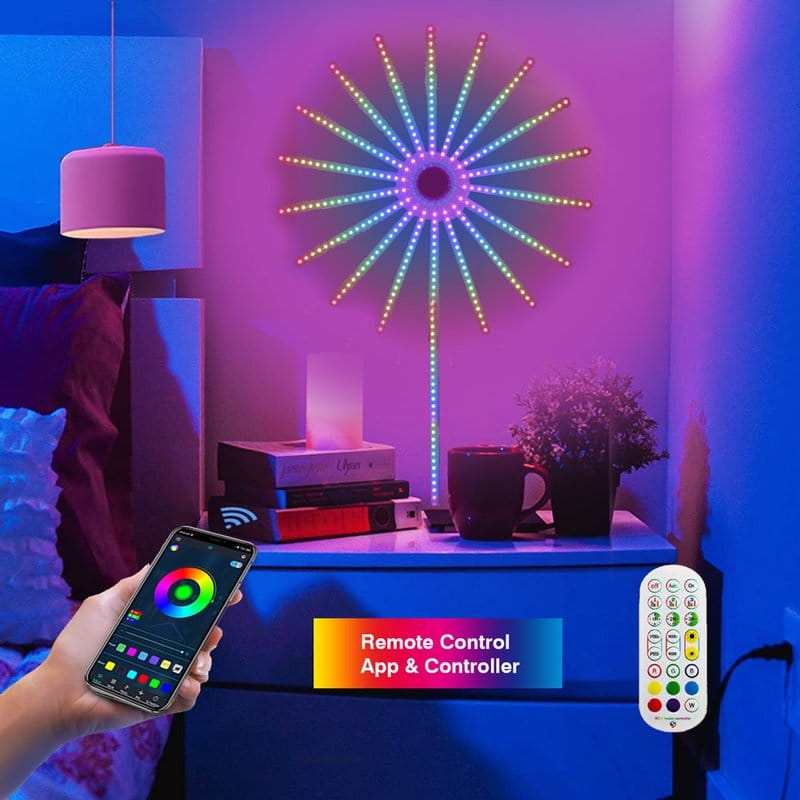 led traka vatromet na zidu spavaće sobe, upravljanje aplikacijom