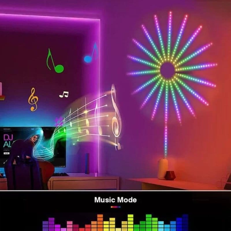 led traka vatromet sinhronizovana sa muzikom pored televizora