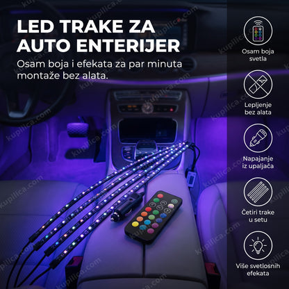 enterijer auta noću osvetljen led trakama za auto enterijer, benefiti proizvoda