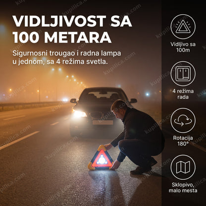 led trougao za auto na putu noću, benefiti proizvoda