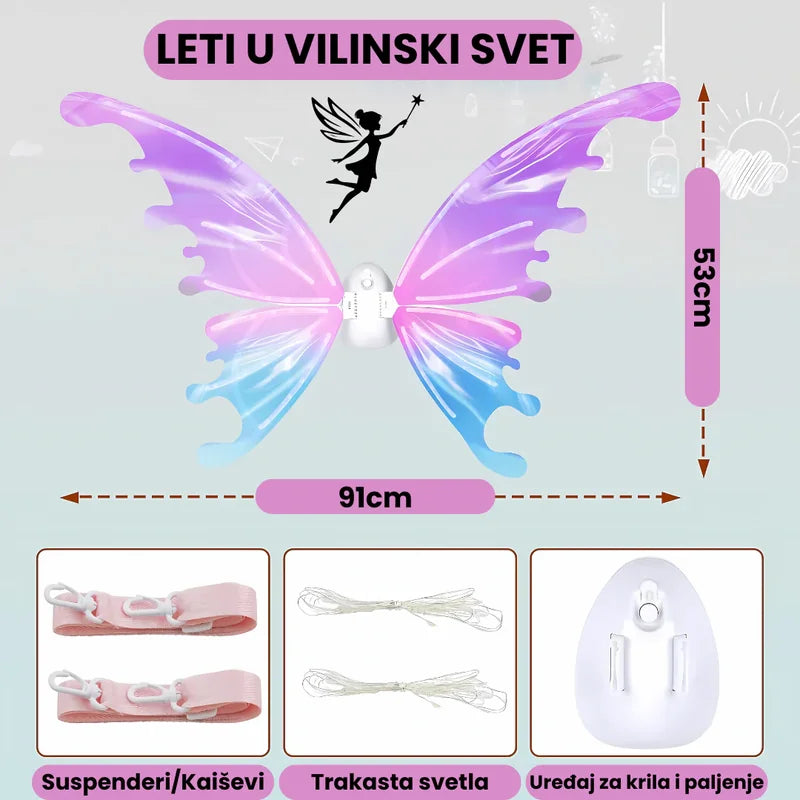 LED vilinska krila za devojčice — detalj 1