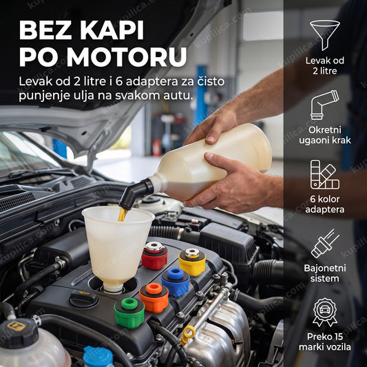 levak za ulje sa adapterima kod otvora motora automobila, benefiti proizvoda