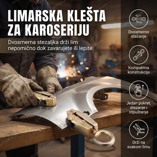 limarska klešta za karoseriju drže lim na auto oplati u radionici, benefiti proizvoda