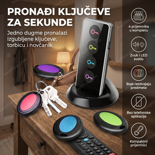 lokator za ključeve sa četiri prijemnika na priveskama kod ulaznih vrata, benefiti proizvoda