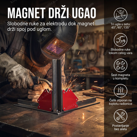 ugaoni magneti za zavarivanje drže metal pod uglom, benefiti proizvoda